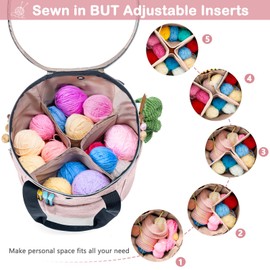 MYBAGZING Yarn Bag, Crochet Bag Organize with Transparent Lid, Yarn Storage Bags Yarn for Crocheting, Knitting Bag for Crochet Beginner,Yarn Holder, Yarn Bowl with Pocket for Crochet Accessories