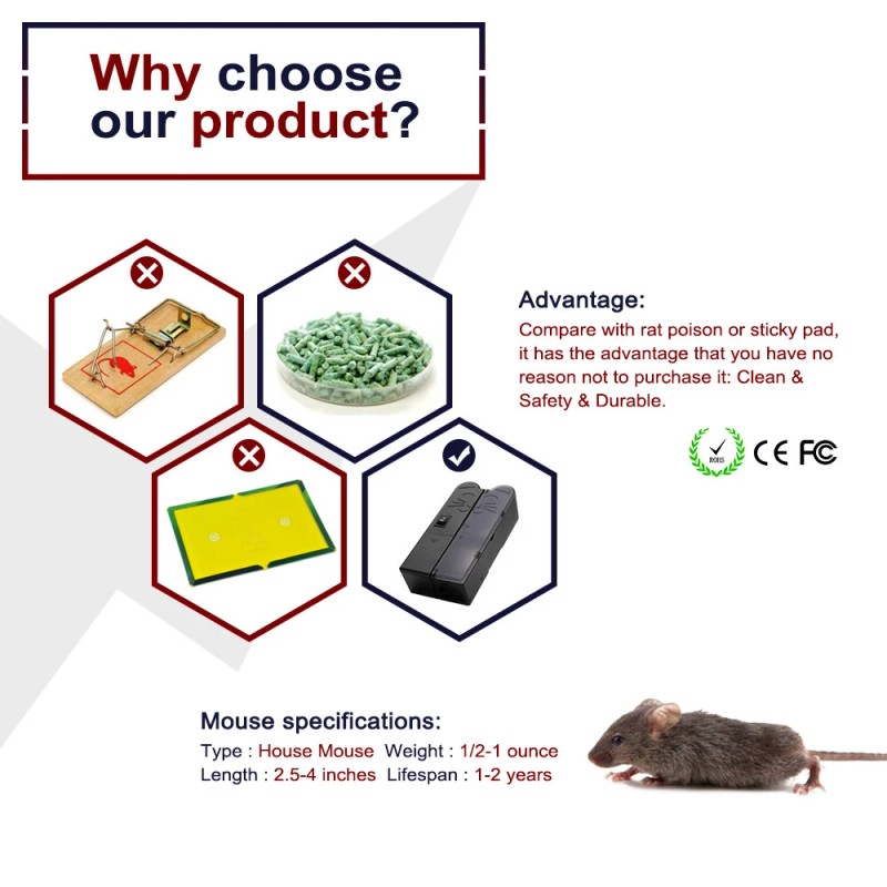 Oozmas Electronic Mouse Trap Mice Killer Pest Victor Control Electric