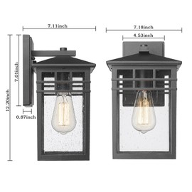 Diyel Outdoor Light Fixture Wall Mount, Modern Exterior Lights Fixture Wall Sconces with Seeded Glass, and Outdoor Post Light Fixture, Modern Exterior Pillar Lantern for Front Porch, Garden