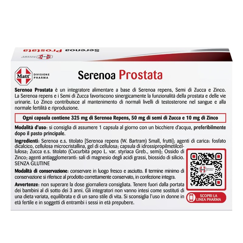 Matt Pharma, Serenoa Prostata, Integratore Alimentare a Base di Zinco,