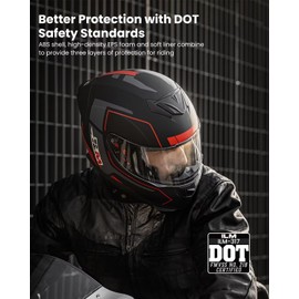 ILM Full Face Motorcycle Helmet for Motocross Street Bike DOT Certified 2 Visors Model-317(Red Black, M)