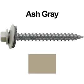 Metal Roofing Screws: (250)12 x 2" ASH Gray Hex ReGrip Sheet Metal Roof Screw. Sharp Point Metal to Wood siding Screws. 5/8" EPDM Washer