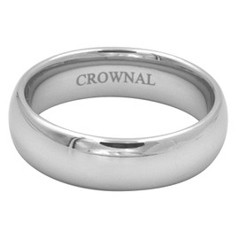 CROWNAL 1mm 2mm 3mm 4mm 5mm 6mm 7mm 8mm Tungsten White/Yellow Gold/Rose Gold Plated Wedding Band Ring Men Women Plain Dome Polished Comfort Fit Size 3 to 17(White 6mm,15.5)