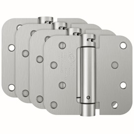 HOSOM Self Closing Door Hinge, Spring Hinge, 4 Inch, Adjustable Tension for Garage, Front Door, Back Door, UL Listed, for Left and Right Hand Door, 5/8'' Radius Corners, Brushed Nickel, 4 Pack