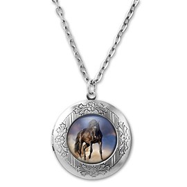 Merchandise for Fans Photo Locket for Your Own Photo with 20 mm Cabochon. Motif: Horse/Horses, Base Metal