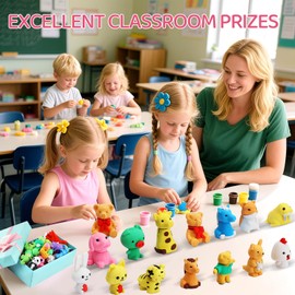 URSKYTOUS URSKYTOUS 91Pcs Animal Erasers Desk Pets for Kids Animal Pencil Erasers Bulk Puzzle Eraser Toys Gifts for Classroom Prizes,Game Reward,Treasure Box,Easter Egg Fillers,Goodie Bag Stuffers,Party Favors