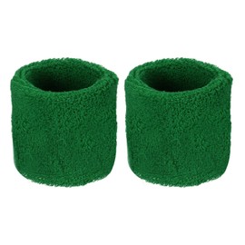 M METERXITY 2 Pack Wrist Brace - Elastic Air-Permeable Cotton Terry Cloth Sweatband, Apply to Tennis/Basketball/Running (8x5cm, Dark Green)