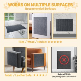 7-Pack Cat Scratch Couch Furniture Protector (Dark Gray),Pre-Cut, 11.81" x 15.74" Each, Self-Adhesive Cat Scratch Pads, Durable Cat Scratching Carpet Mat for Sofa, Wall, Door, and Cat Tree Replacement