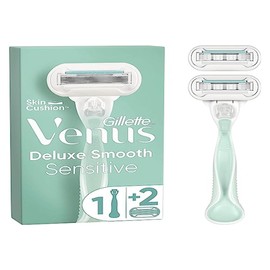 Venus Gillette Deluxe Smooth Sensitive Ladies 1 Handle 2 Refill Blades 5 Blades