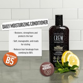 American Crew Acondicionador para hombres, hidratante diario, derivado de forma natural, fórmula vegana, fragancia de menta cítrica, 33.8 onzas líquid