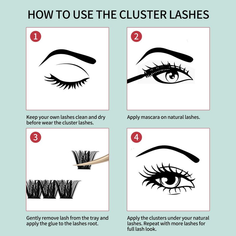FADVAN Cluster Eyelash Extensions 280 Pieces Curl D Eyelashes Individual
