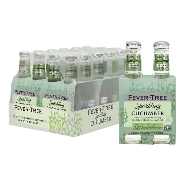 Fever Tree Cucumber Tonic Water - Premium Quality Mixer - Refreshing Beverage for Cocktails & Mocktails. Naturally Sourced Ingredients, No Artificial Sweeteners or Colors - 6.8 Fl Oz (Pack of 24)