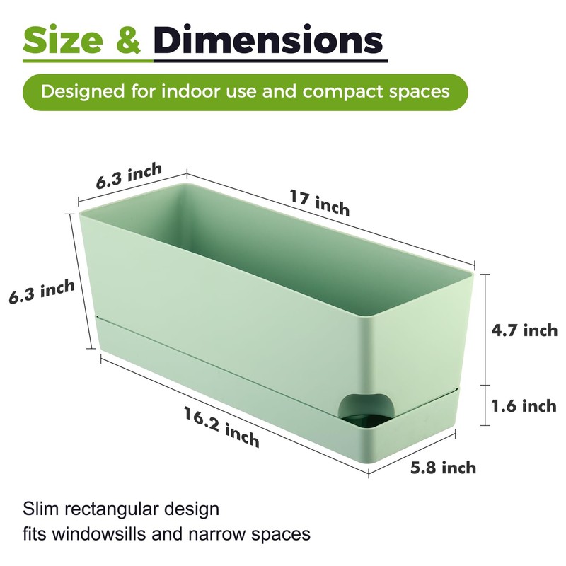 4 Pack Self Watering Pots for Indoor Plants 17 Inches
