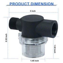 EINDER RV Water Pump Filter Compatible with WFCO or Shurflo Water Pumps 1/2" NPSM Inlet/Outlet for RVs, Boat Replacements Twist On Pipe Strainer 2-Pack