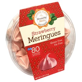 Krunchy Melts Original Meringue Cookies | Strawberry Flavor | Only 80 Calories Per Serving | Fat Free, Gluten Free, Dairy Free (4 Oz)