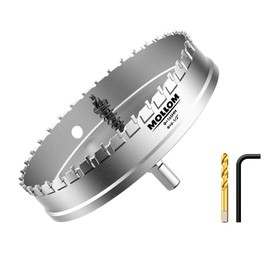 Mollom (6-1/2''|165mm) Heavy Duty Carbide Hole Saw with 2 Pilot Drill Bits, Hole Cutter cuts Stainless Steel, mild Steel, Iron, Copper, Brass, Plastic