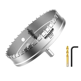 Mollom (6-1/2''|165mm) Heavy Duty Carbide Hole Saw with 2 Pilot Drill Bits, Hole Cutter cuts Stainless Steel, mild Steel, Iron, Copper, Brass, Plastic