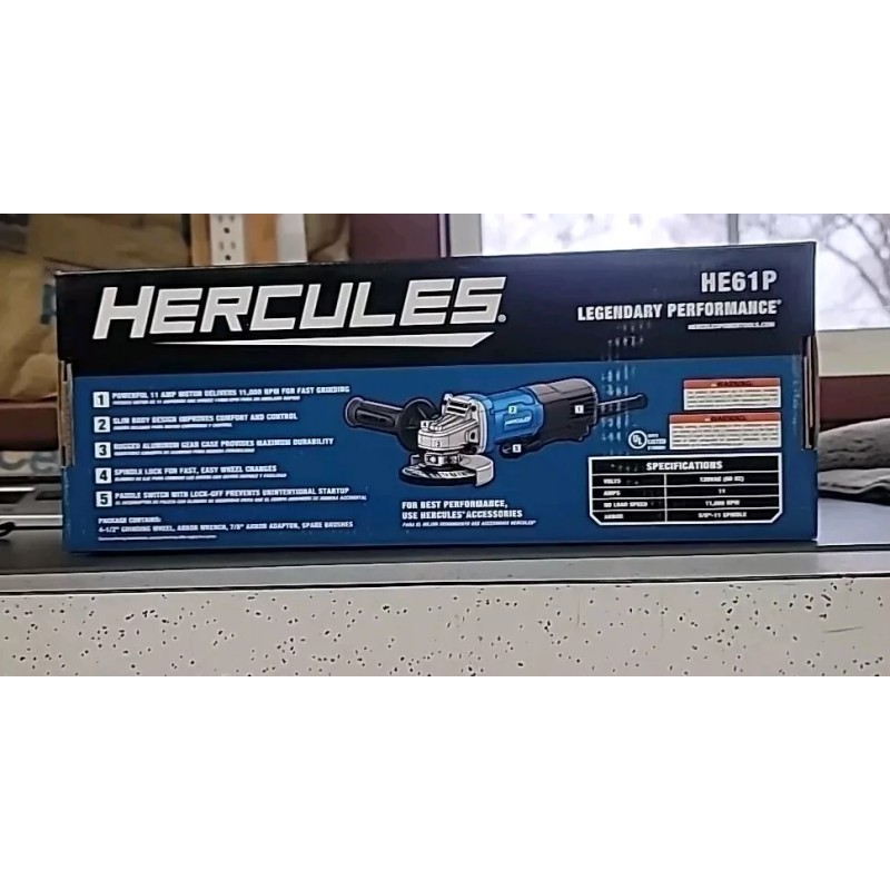 Hercules 4-1/2 Inch 11 Amp Paddle Switch Small Angle Grinder