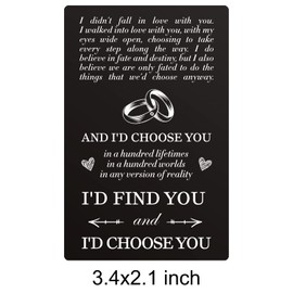 Dolimifa I Love You Engraved Wallet Insert Card - I Choose You Metal Wallet Card Engraved Present Mini Love Note - Romantic Keepsake Gifts for Husband Boyfriend Him