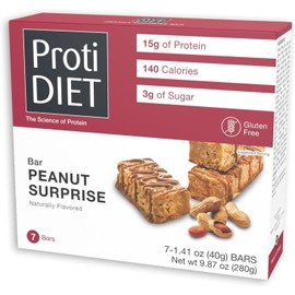 Barra de proteína alta sorpresa de cacahuete Protidiet de 9.9 onzas (caja de 7)