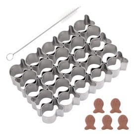 Goldfish Cracker Cookie Cutter, 25 Cavities Goldfish Cookie Cutter, Stainless Steel Goldfish Cracker Cookie Cutter with Cleaning Brush, Cute Mini Cookie Cutter for Baking