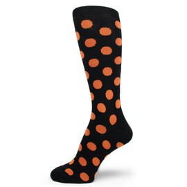 Spotlight Hosiery Men's Polka Dots Dress Socks,Black/Orange