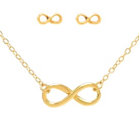 Set de Joyería - Collar y Aretes - Chapa de Oro Calidad Premium - Elegantia Jewelry (b. Infinito)