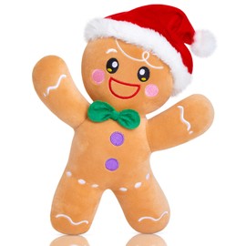 HappySpot 12'' Gingerbread Plush, Christmas Gingerbread Man Stuffed Animal, Cute Xmas Doll Plush Toys, Christmas Decor Gift for Toddlers Kids Indoor Home