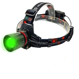 LUXNOVAQ Rechargeable Green Light Headlamp, Ultra-Bright LED Hunting Headlamp, Zoomable Waterproof Tactical Headlight with 3 Modes, 90° Adjustable Green Light for Night Hunting, Fishing, Camping