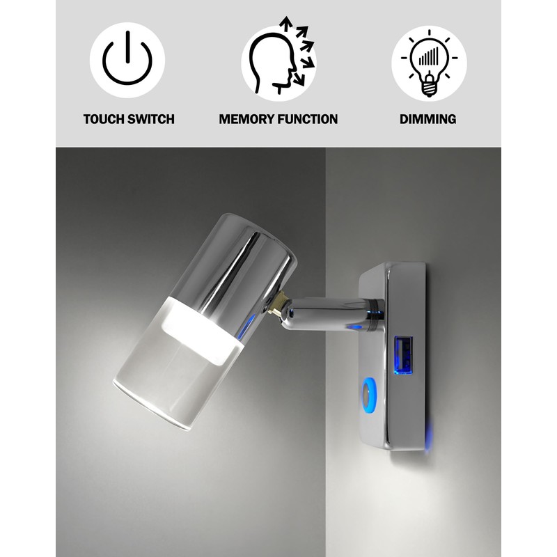 THALASSA RV Reading Light with USB Port 12V Camper Interior