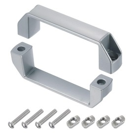 sourcing map 2 Pack Rectangular Pull Handle, 120mm/4.7" Hole Center Aluminium Alloy Door Handle Modern Drawer Pull for Drawer Cabinets Gate Garages, Silver