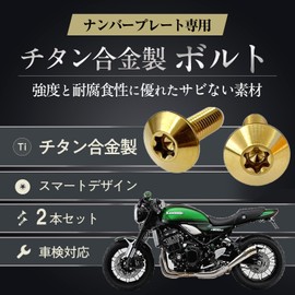 RENPA Motorcycle Titanium Alloy License Plate Bolt Smart Design Vehicle Inspection Compatible (Gold)