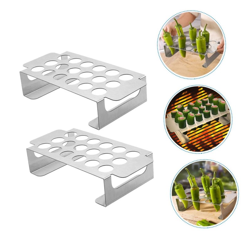 LALAFINA 2pcs Stainless Steel Grill Rack for Bbq Pepper Cooking