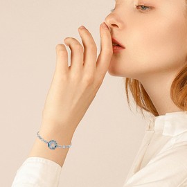 TOUPOP Tree of Life Initial Bracelet Sterling Silver Initials A Letter Link Bracelets Blue Circle Crystal Family Tree Jewelry Birthday Christmas Gifts for Women Her Girlfriend Mom