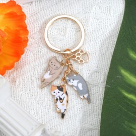 MUCOOS Aesthetic Cute Cat Keychain Set for Women - Fun Keychains with Orange, Blue British Short, Calico Cats - Kawaii Bag Charm Gifts for Cat Lovers,Suitable as Car, Purse, Backpack, and Bag Charm