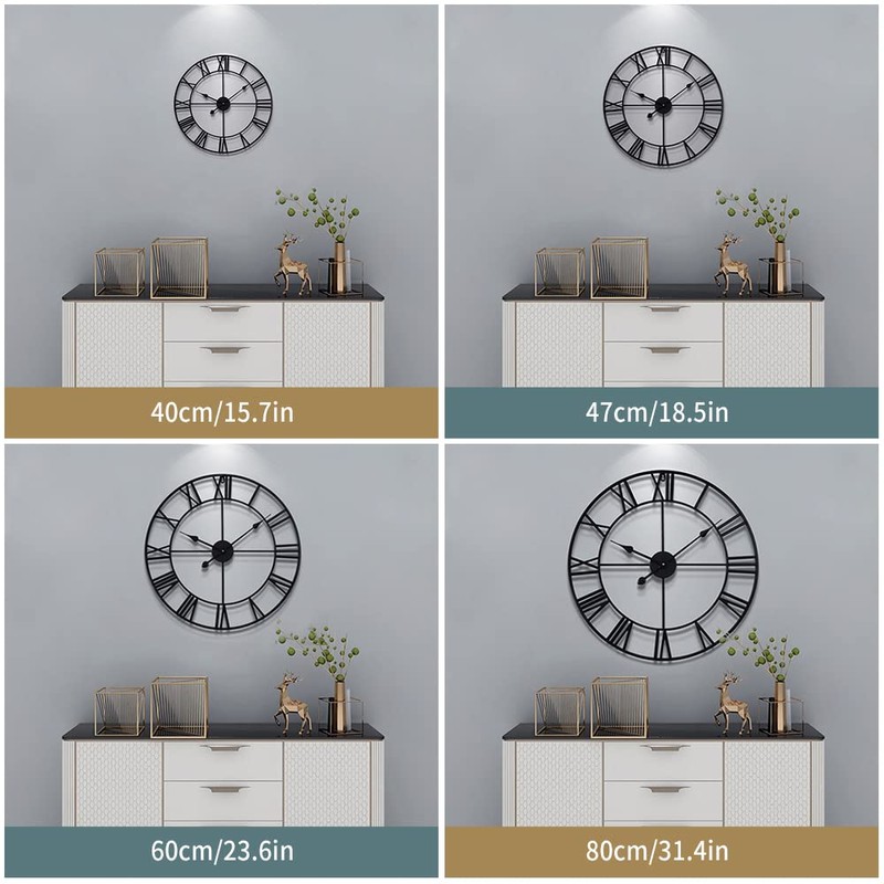 Large Modern Metal Wall Clocks Rustic Round Nearly Silent Little