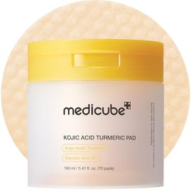 medicube Almohadillas de Tóner Aclarantes de Ácido Kójico y Cúrcuma para Piel Problemática y Uso Después del Cuidado de Manchas, Calmantes con Ácido Kójico, Cúrcuma, Niacinamida, Ácido Glicólico