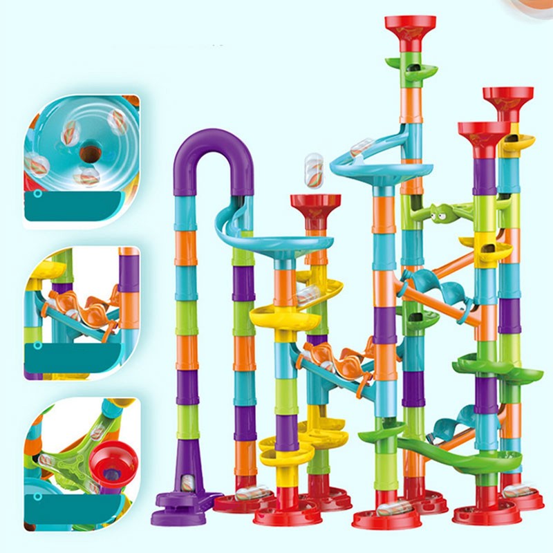Roll Ball Track Building Blocks Colorful Stereoscopic Maze Stacking Toys