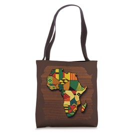 Africa Map African Kente Cloth Print Juneteenth Men Women Tote Bag