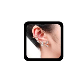 Erimberate Bohemian Crystal Flower Earrings Cz Butterfly Climber Earrings Paved Flower Ear Crawler Earrings Gold Rhinestone Butterfly Stud Earrings Butterfly Wing Cuff Earrings Jewelry for Women (Gold)