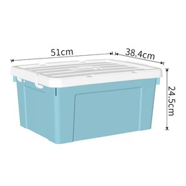 Cetomo 35L*4 Plastic Storage box, Tote box,Organizing Container with Durable Lid and Secure Latching Buckles, Stackable and Nestable, 4Pack, Blue with Buckle