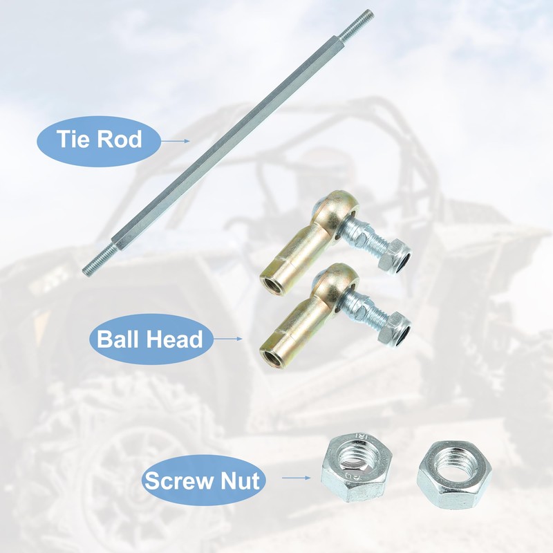 X AUTOHAUX 2pcs M8 240mm Steering Tie Rod for 50cc