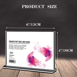 Acrylic Sign Holder,6X4/8.5X11/4X6 Inches Clear Plastic T-Shaped Desktop Display Paper Holder, Double-Side Menu ad Frame, Perfect for Restaurants,Office,Photo Frames,Store,Meetings (6X4 （2pack）)