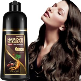 Champú para teñir el cabello castaño oscuro para hombres y mujeres, champú para teñir el cabello instantáneo 3 en 1, tinte para cabello gris, champú para canas, fácil de usar en casa, ingredientes