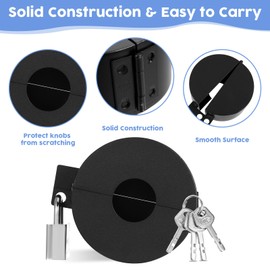 simarro Door Knob Lock Out Device, Door Handle Lock Cover with Padlock and Keys, Prevents Turning of Door Knob and Entering Keyholes for Covering Door Handles Faucets Valves(Black)