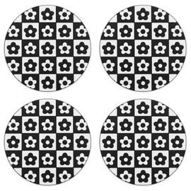 eMagTech 4PCS Car Coasters Flower Pattern Auto Cup Holder Insert Coasters Universal Non-slip Car Cup Mats 7.2cm Automotive Interior Accessories for Most Cars