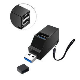 ALLVD USB Hub, 3 Ports, USB 3.0 + USB 2.0 Combo Hub, Ultra Small, Bus Power, USB Hub, USB Port, Extendable, Fast, Lightweight, Compact, Portable, 1 Piece (Black)