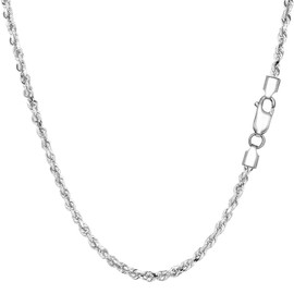 Jewelry Affairs Sterling Silver Rhodium Plated Diamond Cut Rope Chain Necklace, 2.2mm, 20"