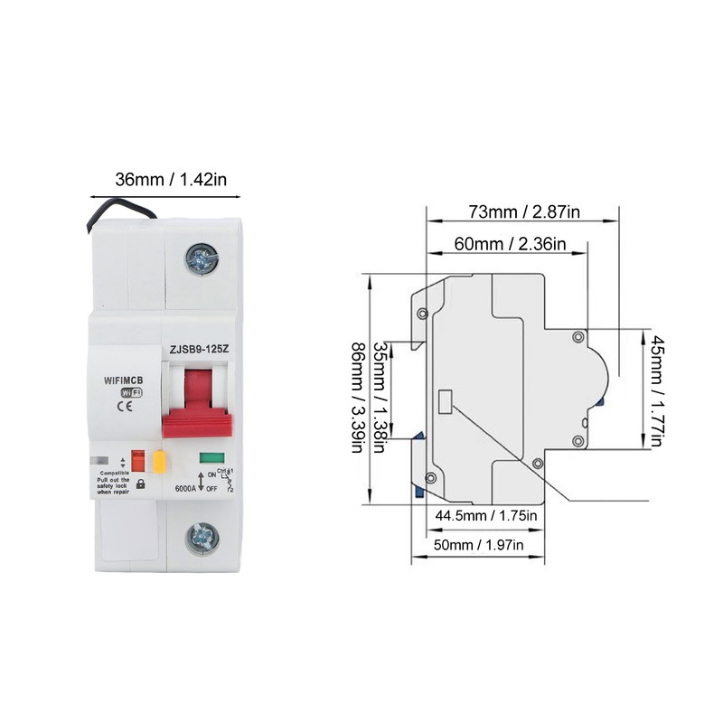 WiFi Circuit Breaker 1P 100A APP Remote Control Smart Circuit