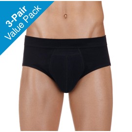 PROTECHDRY Washable & Reusable Urinary Incontinence Cotton Brief Underwear for Men - 3 Pair Value Pack (Black, XX-Large)